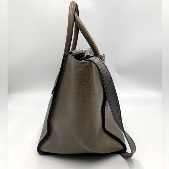 Auth Vtg Prada 2way Twin Pocket Glacé Tote Bag in Pomice Preloved Iconic Shape - Picture 14 of 16